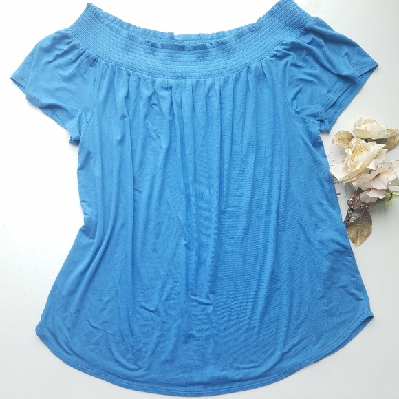 New York & Company Tops - SALE! NY&C Blue Off the Shoulder Blouse NWT